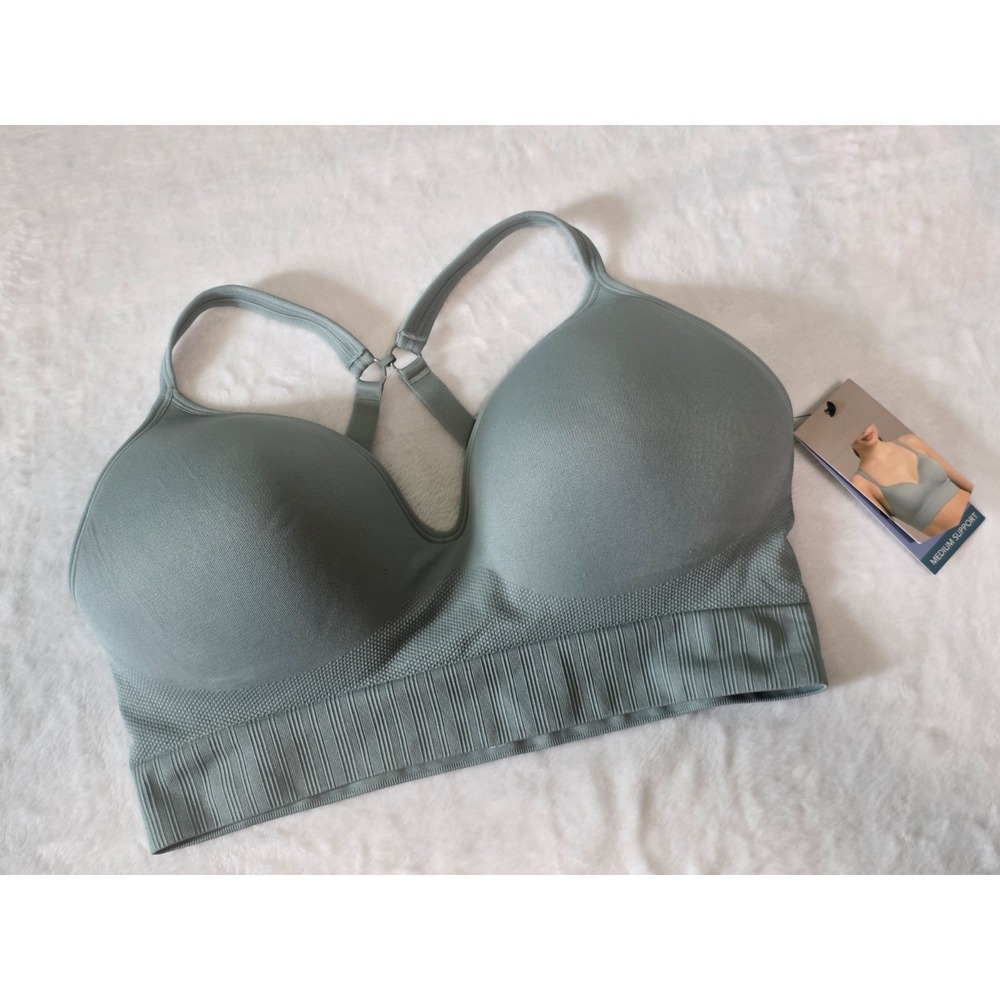 Avia womens XXL Eucalyptus Green molded cup medium support sports bra NWT
